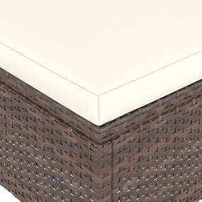 4 pcs conjunto de cadeiras e bancos de jardim vime PE castanho