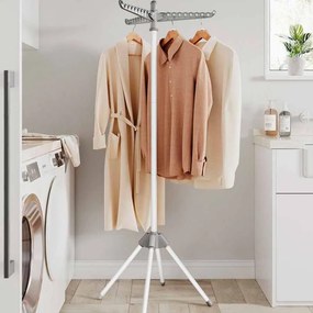 Estendal para a roupa com 3 braços rotativos e 4 pernas cinzento-branco