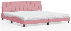 Cama com colchão 200x200 cm veludo rosa