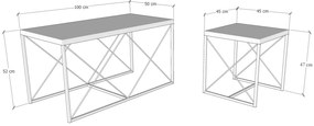 Conjunto de Mesas de Centro Defne – Mármore Branco e Preto – 100x52x50