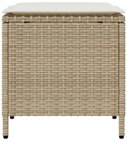 4 pcs conjunto de sofás para jardim c/ almofadões vime PE bege