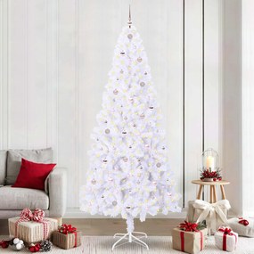 vidaXL Árvore de Natal Artificial com 300 LEDs Branco 240 cm PVC e Aço