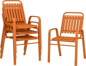 Outsunny Conjunto 4 Cadeiras de Jardim Cadeiras de Exterior Empilháveis 56x66x91 cm Laranja | Aosom Portugal
