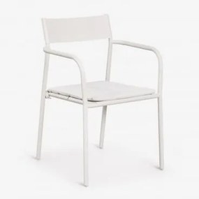 Pack De 4 Cadeiras De Jardim Empilháveis Com Braços Em Aço Tossa Gardénia Branco - Sklum