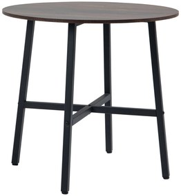 Mesa de Sala de Jantar Redonda para 4 Pessoas Mesa de Cozinha Moderna com Pés de Aço Ø80x76 cm Castanha e Preta