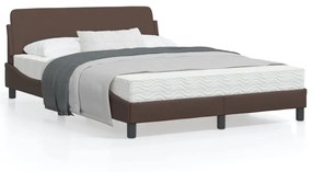 vidaXL Estrutura cama c/ cabeceira 120x200cm couro artificial castanho