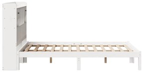 Cama com estante sem colchão 135x190 cm pinho maciço branco