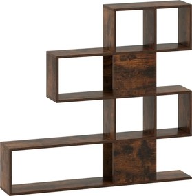 Estante com 5 prateleiras moderna em estilo escada 120 x 19,5 x 109 cm Castanha