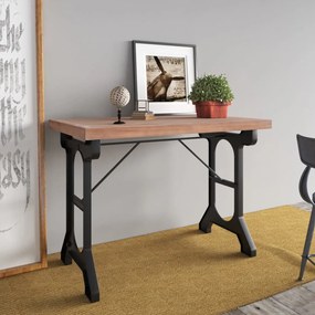 Mesa de jantar 110x65x82 cm madeira de abeto maciça e ferro