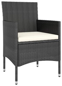 4 pcs conjunto de cadeiras e bancos de jardim vime PE preto