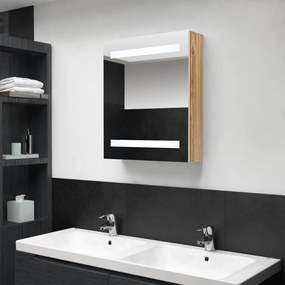 Armário espelhado casa de banho LED 50x14x60 cm branco/carvalho