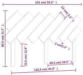 Cabeceira de cama 141x3x80,5 cm pinho maciço branco