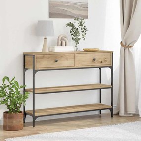 vidaXL Mesa de Console Carvalho Artesanal 100x25x75 cm Madeira Composta e Aço