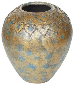 Vaso decorativo dourado e azul turquesa NIDA Beliani
