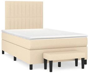 vidaXL Cama boxspring com colchão 120x190 cm tecido cor creme