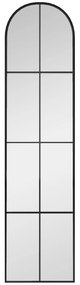 HOMCOM Espelho de Pé ou Apoiado na Parede Espelho com Forma de Janela e Moldura de Metal para Dormitório Entrada Sala 40x160 cm Preto | Aosom Portugal