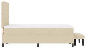 Cama Box Spring com Colchão &amp; Banqueta Creme 120x200 cm Tecido