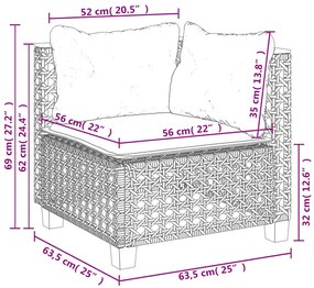 10 pcs conjunto de sofás p/ jardim com almofadões vime PE bege