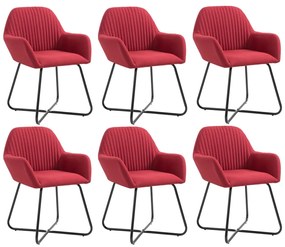 vidaXL Cadeiras de jantar 6 pcs tecido vermelho-tinto