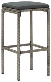 7 pcs conjunto de bar p/ jardim acácia maciça/vime PE cinzento