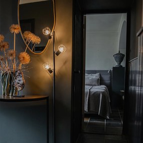 Candeeiro de pé design preto com dourado 3 luzes ajustáveis - Mesh