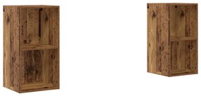 Gabinete de TV de Parede 2 pcs Madeira Antiga 37 x 37 x 72 cm