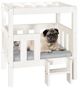 Cama para cães 65,5x43x70 cm madeira de pinho maciça branco
