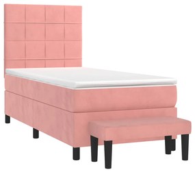 Cama com molas/colchão 90x190 cm veludo rosa