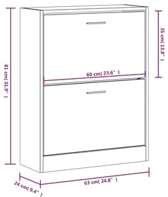 Sapateira 63x24x81 cm derivados de madeira sonoma cinza