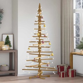 vidaXL Árvore de Natal de Madeira com suporte Castanho 210 cm