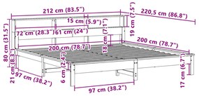 Cama sem colchão 200x200 cm pinho maciço castanho-mel