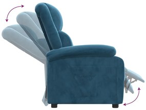 Poltrona reclinável veludo azul