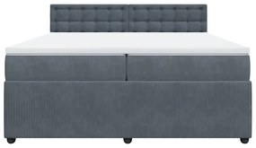 Cama com molas/colchão 200x200 cm veludo cinzento-escuro