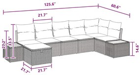 Conjunto de Sofá de Jardim com 7 Peças e Almofadas em Rattan Sintético