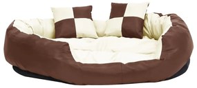 Almofadão p/ cães reversível lavável 110x80x23cm castanho/creme