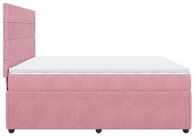 Cama com molas/colchão 200x200 cm veludo rosa