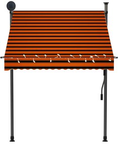 Toldo retrátil manual com LED 150 cm laranja e castanho