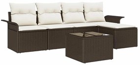 Conjunto de Sofá de Jardim vidaXL com 5 Peças e Almofadas Grey Vime Po
