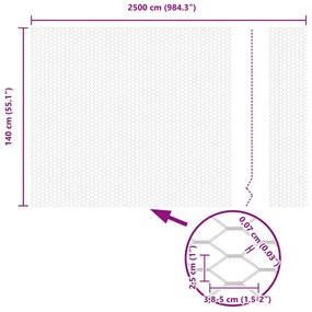 Cerca Hexagonal vidaXL Cinza 1,4x25 m Aço