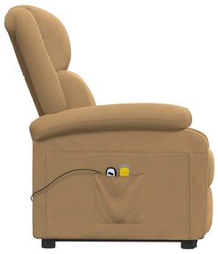 Poltrona elevatória de massagens veludo castanho