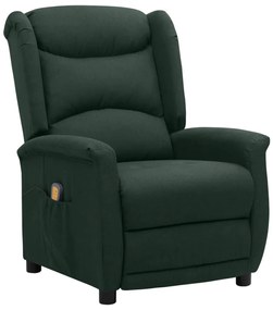 vidaXL Poltrona de massagens tecido verde-escuro