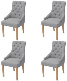 Cadeiras de jantar 4 pcs tecido cinzento-claro