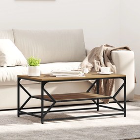Mesa de Centro vidaXL com Prateleira em Carvalho Artesanal 90x50x40 cm