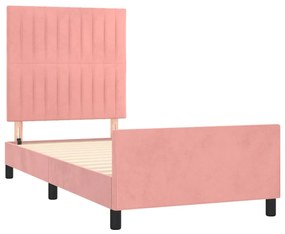 Estrutura de cama c/ cabeceira 90x200 cm veludo rosa