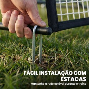 Rede de Ressalto Dobrável 2 em 1 com Bolsa de Transporte para Treino de Futebol e Basebol 200x94x122 cm Preto