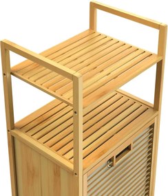Cesto para roupa suja (43 L) em bambu com 2 prateleiras 95 x 40 x 30 cm Castanho