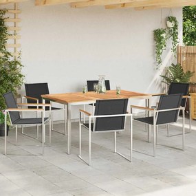 Conjunto de Jantar para Jardim com 7 Peças da em Madeira de Teca e Aço