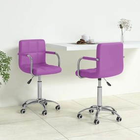 vidaXL Cadeiras de jantar giratórias 2 pcs couro artificial roxo