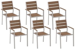 Conjunto de 6 cadeiras de jardim castanhas VERNIO Beliani