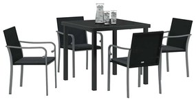 Conjunto de Jantar de Jardim com Almofadas - Rattan Preto e Polipropil